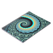 抽象芸術ブルーターコイズオレンジフラクタルアートスパイラル ノートブック (左側)