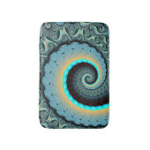 抽象芸術ブルーターコイズオレンジフラクタルアートスパイラル バスマット (正面縦)