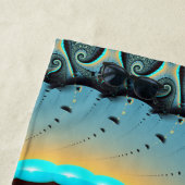 抽象芸術ブルーターコイズオレンジフラクタルアートスパイラル ビーチタオル (インサイチュ)