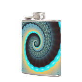 抽象芸術ブルーターコイズオレンジフラクタルアートスパイラル フラスク (左)