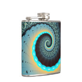 抽象芸術ブルーターコイズオレンジフラクタルアートスパイラル フラスク (右)