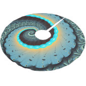 抽象芸術ブルーターコイズオレンジフラクタルアートスパイラル ブラッシュドポリエステルツリースカート (アングル)