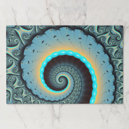 抽象芸術ブルーターコイズオレンジフラクタルアートスパイラル ペーパーパッド