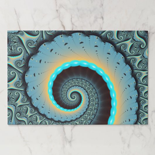 抽象芸術ブルーターコイズオレンジフラクタルアートスパイラル ペーパーパッド (正面)