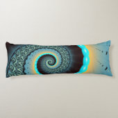 抽象芸術ブルーターコイズオレンジフラクタルアートスパイラル ボディピロー (裏面)