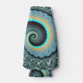 抽象芸術ブルーターコイズオレンジフラクタルアートスパイラル ボトルクーラー (正面)