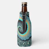 抽象芸術ブルーターコイズオレンジフラクタルアートスパイラル ボトルクーラー (ボトル裏面)