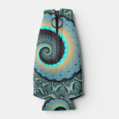 抽象芸術ブルーターコイズオレンジフラクタルアートスパイラル ボトルクーラー (裏面)