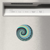 抽象芸術ブルーターコイズオレンジフラクタルアートスパイラル マグネット (インサイチュ (食洗機))