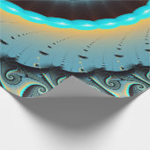 抽象芸術ブルーターコイズオレンジフラクタルアートスパイラル ラッピングペーパー (角)