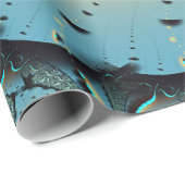 抽象芸術ブルーターコイズオレンジフラクタルアートスパイラル ラッピングペーパー (ロールコーナー)