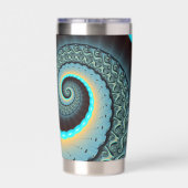 抽象芸術ブルーターコイズオレンジフラクタルアートスパイラル 保温保冷タンブラー (背面)