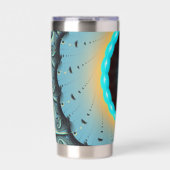 抽象芸術ブルーターコイズオレンジフラクタルアートスパイラル 保温保冷タンブラー (正面)