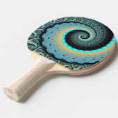 抽象芸術ブルーターコイズオレンジフラクタルアートスパイラル 卓球ラケット (正面アングル)
