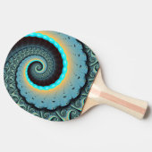 抽象芸術ブルーターコイズオレンジフラクタルアートスパイラル 卓球ラケット (横)
