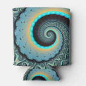 抽象芸術ブルーターコイズオレンジフラクタルアートスパイラル 缶クーラー (裏面)