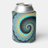 抽象芸術ブルーターコイズオレンジフラクタルアートスパイラル 缶クーラー (缶裏面)