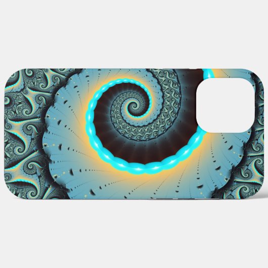 抽象芸術ブルーターコイズオレンジフラクタルアートスパイラル Case-Mate iPhoneケース (裏面 (横))