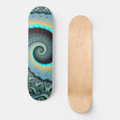 抽象芸術ブルーターコイズオレンジフラクタルアート スケートボード (正面)