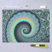 抽象芸術ブルーターコイズオレンジフラクタルアート 薄葉紙 (クラフト)