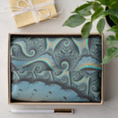 抽象芸術ブルーターコイズオレンジフラクタルアート 薄葉紙 (ギフト)