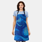 抽象芸術ブルーターコイズ海水波 | エプロン (着用した状態)