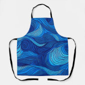 抽象芸術ブルーターコイズ海水波 | エプロン (正面)