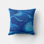 抽象芸術ブルーターコイズ海水波 | クッション (裏面)