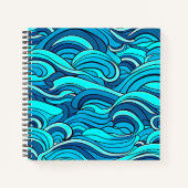 抽象芸術ブルーターコイズ海水波 | ノートブック (正面)