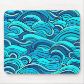 抽象芸術ブルーターコイズ海水波 | マウスパッド (正面)