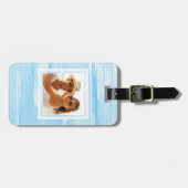 抽象芸術ブルーテクスチャ|名前の追加 ラゲッジタグ (正面横)