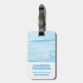 抽象芸術ブルーテクスチャ|名前の追加 ラゲッジタグ (裏面縦)