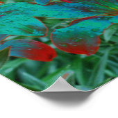 抽象芸術ブルーデイリズレインドロップフラワー ポスター (角)