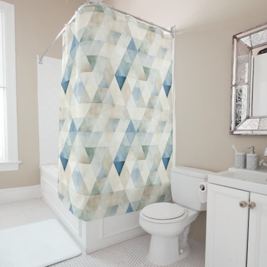 抽象芸術ブルートランタルビーチパターン シャワーカーテン (インサイチュ)