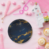 抽象芸術ブルーネイビーマリンマーブルパーティーVIP ペーパープレート (パーティー)