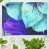 抽象芸術ブルーハイビスカスフラワー キッチンタオル (折り畳み)