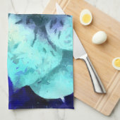 抽象芸術ブルーハイビスカスフラワー キッチンタオル (四つ折り)