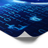 抽象芸術ブルーバイナリデータの背景 ポスター (角)