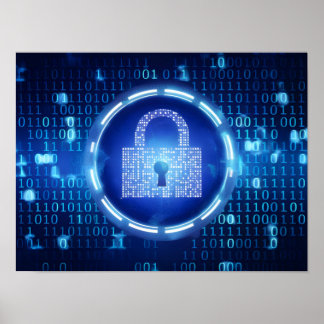 抽象芸術ブルーバイナリデータの背景 ポスター