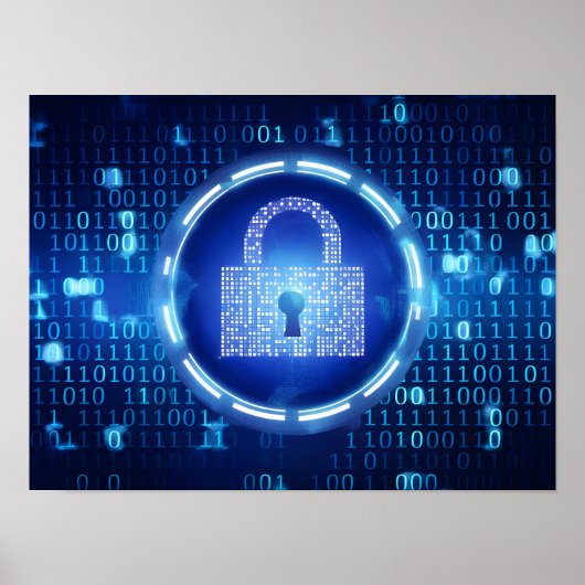 抽象芸術ブルーバイナリデータの背景 ポスター (正面)