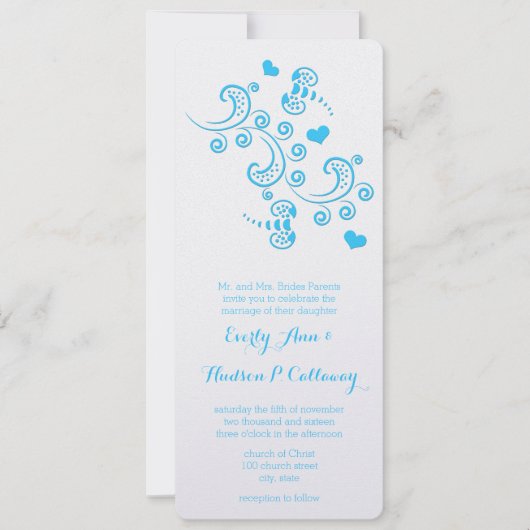 抽象芸術ブルーバタフライまたはのまわりに結婚ズ 招待状 (正面)