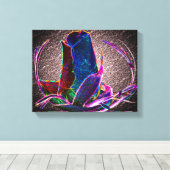 抽象芸術ブルーバラ花 キャンバスプリント (インサイチュ (ウッドフロア))