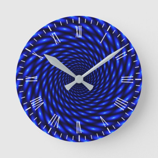 抽象芸術ブルーパターン丸時計 ラウンド壁時計 (正面)