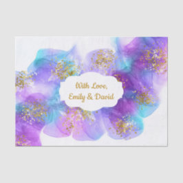 抽象芸術ブルーパープルアルコールインクアートパーソナライズされた 薄葉紙