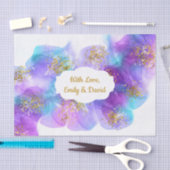 抽象芸術ブルーパープルアルコールインクアートパーソナライズされた 薄葉紙 (クラフト)