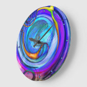 抽象芸術ブルーパープルオレンジ ラージ壁時計 (傾斜)