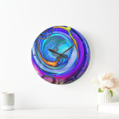 抽象芸術ブルーパープルオレンジ ラージ壁時計 (ホーム)