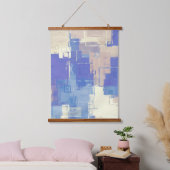 抽象芸術ブルーパープルトープアイボリー混合媒体 吊り下げ型タペストリー (寝室)