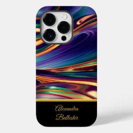 抽象芸術ブルーパープル金ゴールドエメラルドグリーンイエロー Case-Mate iPhone 14 PROケース