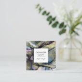 抽象芸術ブルーパープル&金ゴールドアルコールインクリキッドアート スクエア名刺 (スタンド正面)